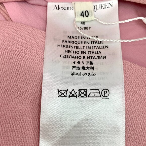 Alexander McQueen Pink Puffed-Sleeve Wool & Silk Blend Dress Size 40 Made In Ita - Picture 7 of 7